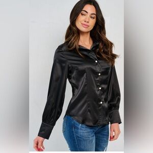 Elegant Black Satin Like Blouse